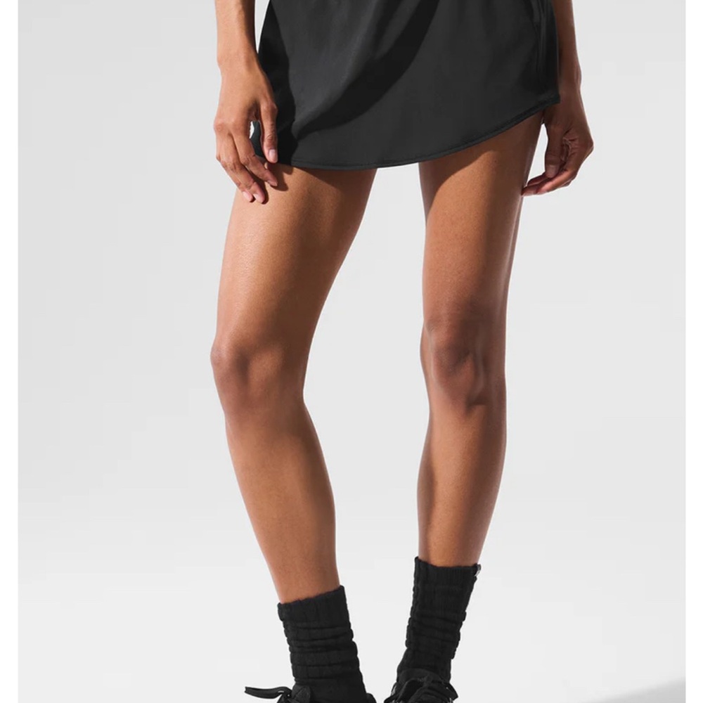 ALO Yoga Black Match Point Tennis Skirt